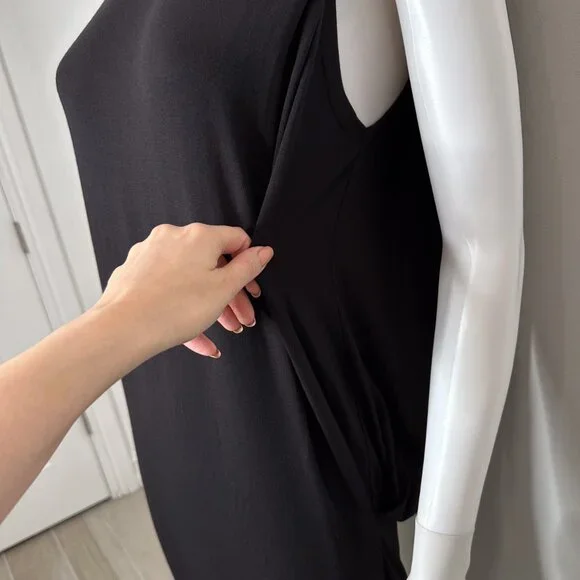 Halston Heritage Sleeveless Casual Tank Midi Dress in Black Women's Size M - Picture 6 of 14